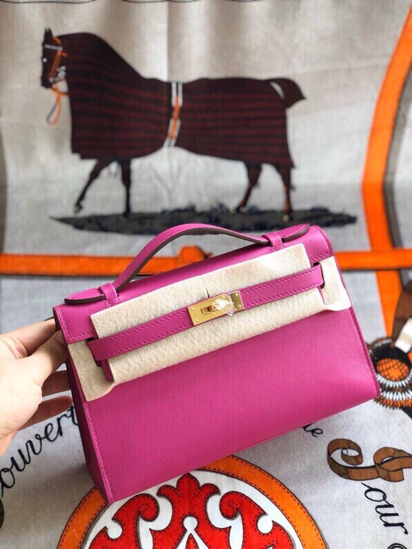 에르메스 미니 켈리백22 로즈퍼플 금장 스위프트